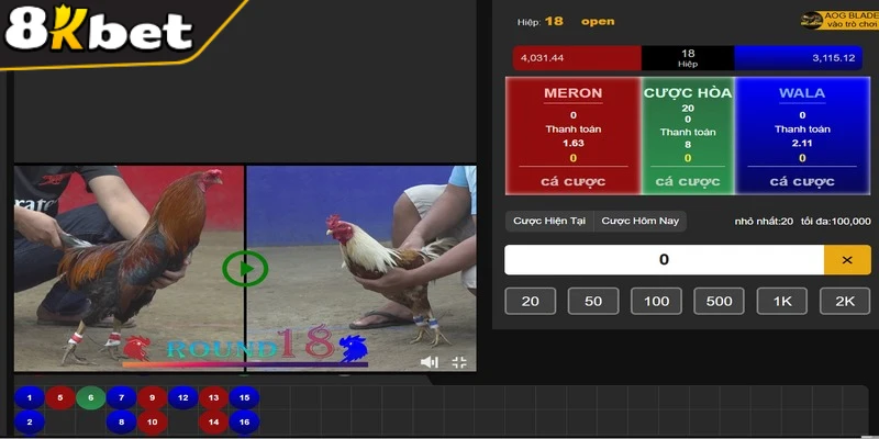 Hình ảnh đá gà 8KBET sắc nét ngay khi mở đầu