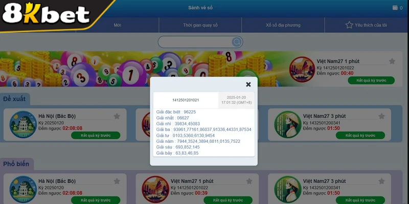 Xổ số siêu tốc tại 8KBET rất phát triển hiện nay
